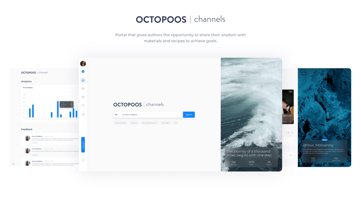 Octopoos Web — author channels and goal recipes